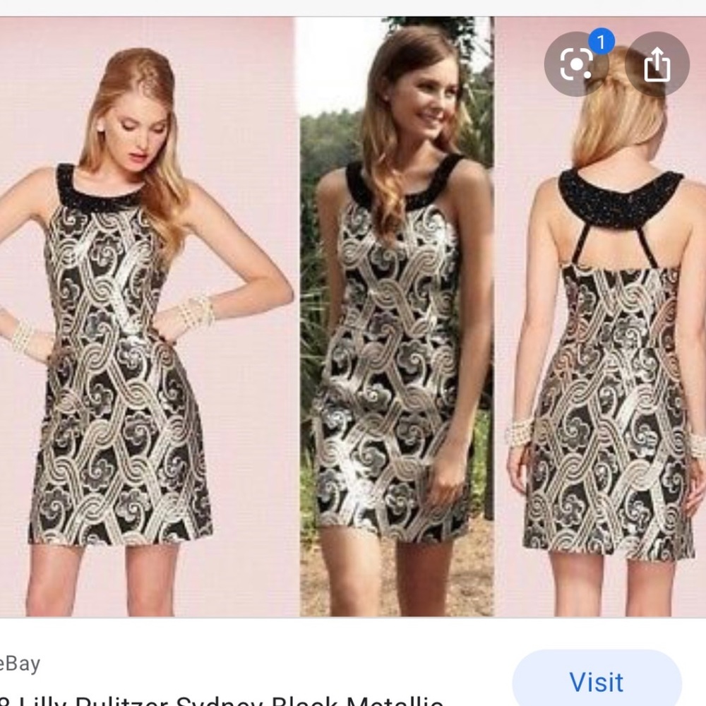 Lilly Pulitzer Beaded Halter Brocade Dress 4